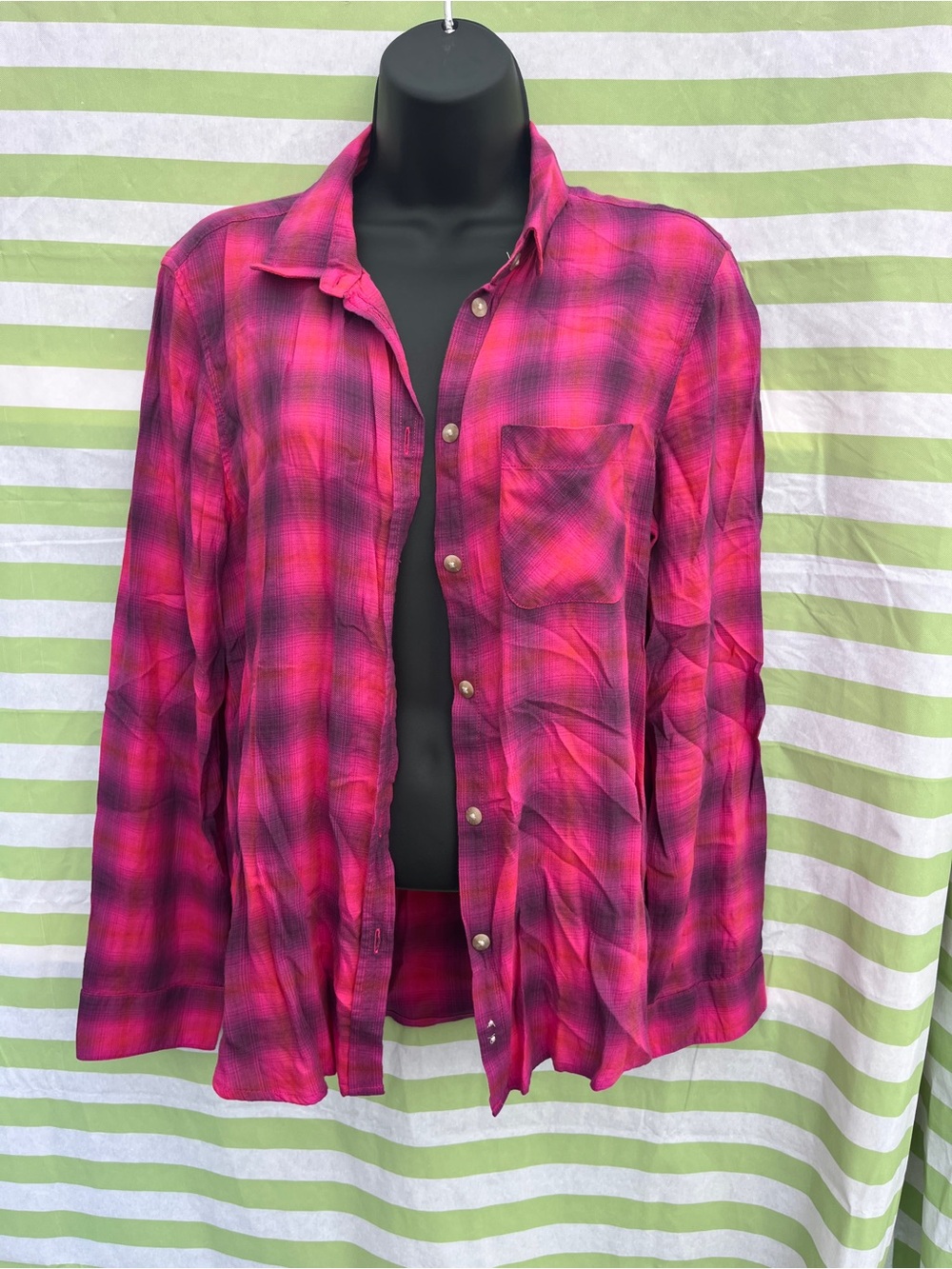 Women Pink Plaid Button-Up Shirt